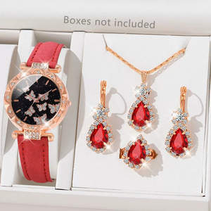 <span class=keywords><strong>Set</strong></span> di 5 pezzi di orologi da donna collane anelli orecchini con diamanti regali per feste di nozze <span class=keywords><strong>Set</strong></span> orologi da donna - Product Image 2