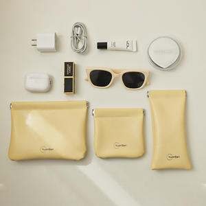 Sac de rangement en PU rectangulaire portable avec clips à ressort pour écouteurs, câbles de données, rouge à lèvres, chargeur, trousse de maquillage - Product Image 2