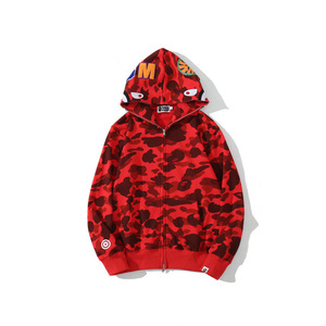 Sudadera <span class=keywords><strong>con</strong></span> capucha de algodón de ajuste holgado <span class=keywords><strong>con</strong></span> estampado clásico de camuflaje y cabeza de tiburón, chaqueta abierta <span class=keywords><strong>con</strong></span> cremallera y bordado, venta al por mayor ODM <span class=keywords><strong>para</strong></span> otoño - Product Image 3