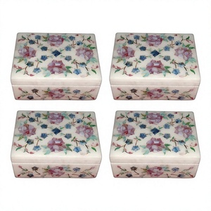 Boîte à incrustations en marbre avec nacre pour bijoux Emballage cadeau - Product Image 1