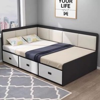 Ensemble de meubles de chambre à coucher en bois au design moderne, ensemble complet de lit avec tête de lit en bois, meubles pour chambre à coucher