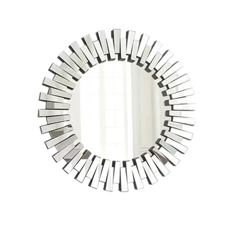 Lampu Kontemporer Mewah Modern Cermin Dekoratif Bulat Besar Cermin Dinding Perak untuk Dekorasi Dalam Ruangan