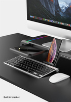 Support de moniteur PC ergonomique pour le gaming, avec rétroéclairage RGB, pliable, gain de place, organiseur de bureau, base pour le rangement du clavier