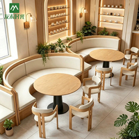 Ensemble de mobilier commercial moderne en forme de U pour restaurant, table et chaises en bois et métal pour café, vente en gros