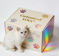 Boîte d'emballage rigide pour aliments pour animaux de compagnie en carton ondulé recyclable avec logo personnalisé, estampage à chaud doré, impression quadricolore pour friandises pour chiens et chats