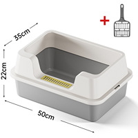 Bac à litière semi-fermé intelligent extra-large en PP pour chat, côtés hauts, anti-éclaboussures, design épaissi, style ouvert, pour litière en sable ou bentonite, facile à nettoyer