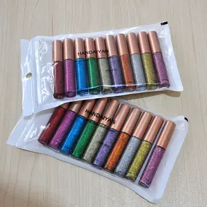 HANDAIYAN 10pcs/袋闪光液体眼线笔套装化妆衬里闪光颜料银色金色金属闪亮眼线笔