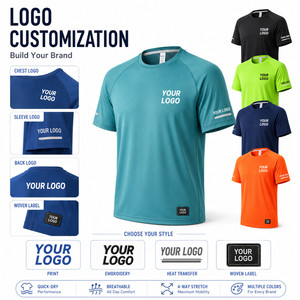 Custom Logo T-shirt 180g High <b>Stretch</b> 13% Spandex Quick Dry Performance Gym Wear Raglan Sleeve Running Tee Private Label OEM - Product Image 2