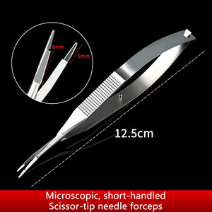 Pinzas Microscópicas de Mango Plano con Tijeras, Instrumentos Quirúrgicos para Cirugía Oftálmica Mínimamente Invasiva y Cirugía Plástica - Product Image 1