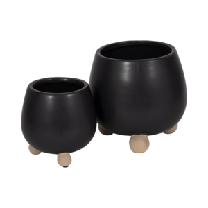 Vasi Moderni Rotondi in Gres con Piedini Rialzati per Piante da Interno ed Esterno Decorativi - Product Image 4