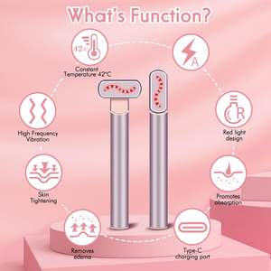 Tragbares Rotlichttherapie-Stab-Gesichtsgerät mit Mikrostrom zur Hautstraffung, Doppelkinn-Reduzierer und Anti-Falten LED-Photonen-Massagegerät - Product Image 2