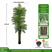 Grand palmier tropical artificiel à 3 tiges, écorce texturée, démontable, écologique, imperméable, en plastique durable, en pot, pour mariage