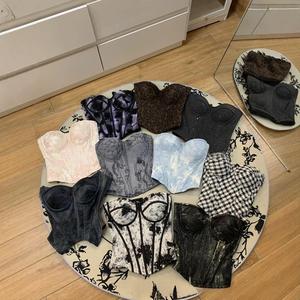 สินค้าเสื้อผ้า SEHIN ขายส่ง, เสื้อครอปปักลูกไม้มีโครง, คล้ายกับบอดี้สูทรัดเอว, บอดี้สูทรัดเอวแบบคละสไตล์ - Product Image 3