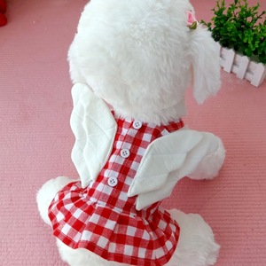 Pet <b>Clothes</b> Red Plaid Winged Skirt Summer Breathable Princess Cut <b>For</b> Dogs <b>Cats</b> - Product Image 2