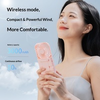 Kipas Mini Portabel Lipat Digital Layar LED Pendingin Daya Tahan Baterai 3000mAh, Cocok untuk Luar Ruangan, Tenang, dan Dapat Digunakan Sebagai Powerbank