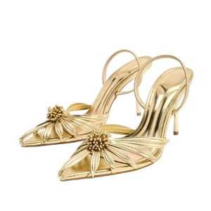 Nuevas Sandalias de Tacón Alto Doradas para <span class=keywords><strong>Mujer</strong></span>, Elegantes y a la Moda, Verano 2026, Venta al Por Mayor de Fábrica - Product Image 5