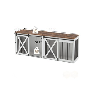 Jaula para perros estilo rústico americano con tubos verticales reforzados para evitar que los masticen; caseta multifuncional para perros para la sala de estar con - Product Image 5