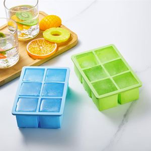 Grand bac à glaçons en silicone à 6 compartiments, moules à glaçons carrés écologiques pour whisky et cocktails, bac à glaçons avec couvercle - Product Image 5
