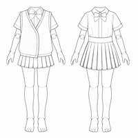 Tenue de poupée personnalisée style académie : Gilet tricoté, chemise et jupe plissée – Ensemble de costume JK pour accessoires de poupée BJD articulée