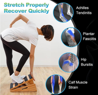 Planche inclinée en bois réglable à 5 positions, surface antidérapante, poignée latérale, étireur de mollets pour la physiothérapie – Meilleure vente