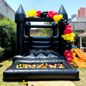 Castillo inflable negro para fiestas infantiles, brincolín inflable negro con piscina de pelotas, casa de brinco comercial. - Product Image 1