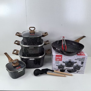 Nouveau Style Steak Pot Carré 12 Pièces En Métal Batterie De Cuisine Revêtement Antiadhésif <span class=keywords><strong>Four</strong></span> Passe Au Gaz Poêles À Induction Maison Passe Au <span class=keywords><strong>Lave</strong></span>-<span class=keywords><strong>Vaisselle</strong></span> - Product Image 6