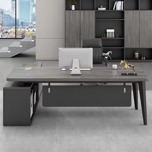 Hiện đại sang trọng màu đen hình chữ L bàn văn phòng độc đáo điều hành Ông Chủ tịch bảng cho nghiên cứu & điều hành sử dụng - Product Image 3