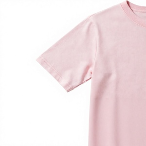 เสื้อยืดแขนสั้นสีชมพูล้วนสำหรับผู้ชาย คอกลม คลาสสิก สบายๆ ผ้าฝ้าย - Product Image 2