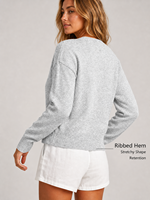 Damen Strickjacke mit Rundhalsausschnitt, Knopfleiste und langen Ärmeln, geripptem Saum, niedliche kurze Oberbekleidung, OEM/ODM
