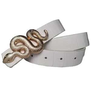 2021 Factory Wholesale Eco Friendly New White Croco PU Fashion Snake Buckle Belt For Women Belts Ladies Belt Women