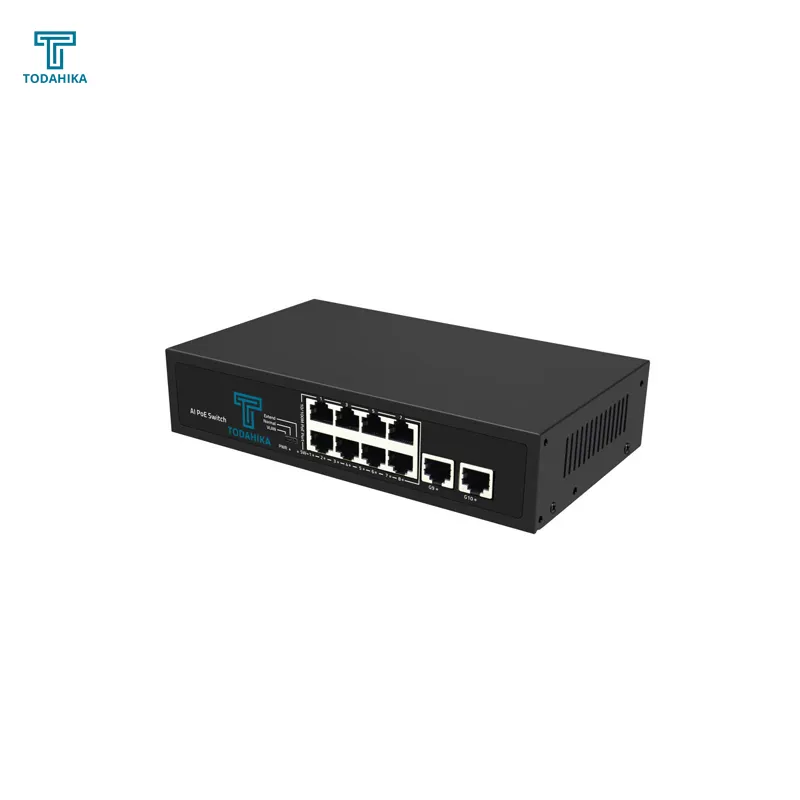 Transceiver Photoelectric Converter Gigabit 2x RJ45 Port Ethernet Switch 8x10/100Base-T PoE Port 5.6 Gpbs POE Ethernet Switch