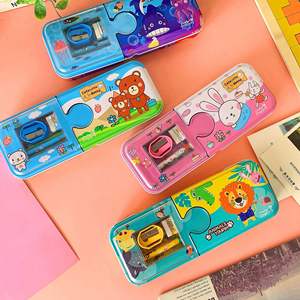 Vente en gros de papeterie double couche à fenêtre ouverte, trousse à crayons en métal pour étudiants, dessin animé kuromi mélodie, papeterie en gros - Product Image 6