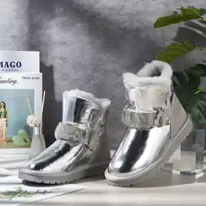 Botas de tornozelo femininas, botas de neve para mulheres com logo personalizado, quente, à prova d' água, 2022