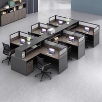 Modern Minimalist Large Office Cubicle Partition Workstation with Glass Partition Shelf Composable Employee Workstations
