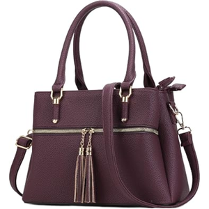 Wholesale Womens PU Leather Satchel Bag Zipper Compact Structured Top Handle <b>Handbag</b> 1L Capacity for Shopping Travel Bulk - Product Image 3