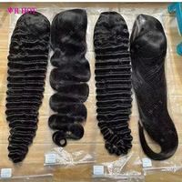Perruques sans colle en cheveux humains vierges bruts vietnamiens et cambodgiens, ondulées profondes, avec nœuds simples, dentelle frontale complète HD, vente en gros