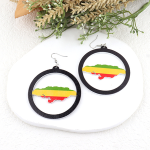 <strong>Rasta</strong> Jamaica <strong>Flag</strong> Women Wooden Earrings - Product Image 1