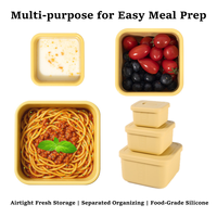 Boîte à lunch carrée en silicone avec logo personnalisé, empilable, étanche, pour le stockage des aliments au réfrigérateur, au bureau, en pique-nique, en extérieur, pour la préparation des repas