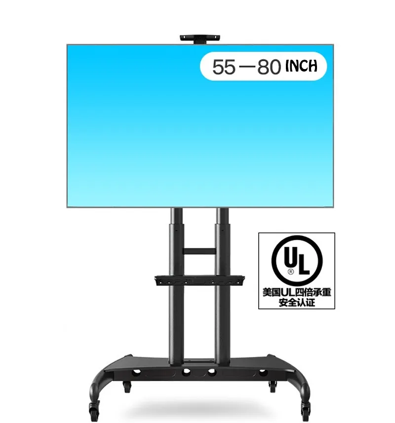 High qualität 55-80 zoll TV Mount Trolley LED LCD Plasma TV Cart mit AV Shelf und Camera Tray