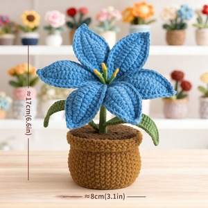 Hilo de tejer personalizado, plantas en maceta tejidas a mano, adornos de escritorio terminados, macetas tejidas, plantas de lirio en maceta tejidas. - Product Image 4