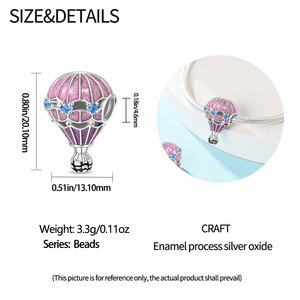 Venta al por mayor de fábrica: Abalorios DIY de plata 925 con diseños de globo aerostático, carrito pequeño, cámara y serie de viaje, para pulseras y joyería de moda - Product Image 4