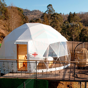 Tente dôme de luxe Georgia <span class=keywords><strong>6m</strong></span> préfabriquée pour maison de camp avec grande <span class=keywords><strong>baie</strong></span> transparente rideau de fenêtre et isolation en coton - Product Image 1