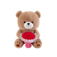 Valentijnsdag Teddybeer Pluche Speelgoed met Bloemboeket Schattig Knuffeldier Pop voor Cadeauwinkel Groothandel Detailhandel Presentatie Verkoop