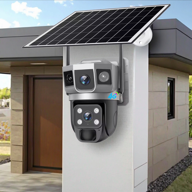 V380Pro 360 Degree Panoramic Night Vision AOV Camera Dual Lens Outdoor Security Camera with WiFi Solar Power Monitoring Systems