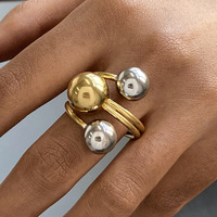 Bague Gaovo en acier inoxydable plaqué or 18 carats, motif sphérique géométrique, pour femme, tendance, minimaliste, bijou fantaisie affirmé