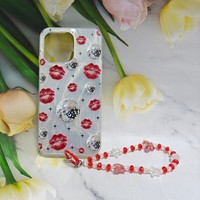 Coque de téléphone portable en TPU avec impression de lèvres rouges sexy pour femme, avec sangle pour iPhone 17 11 12 13 14 15 16 Pro Max