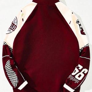 Chaqueta Varsity Estilo Vintage Urbano, Personalizada con Bordado de Letras Grandes, Estampado Gráfico, Chaqueta de Béisbol con Cremallera Resistente al Viento para Hombre - Product Image 2