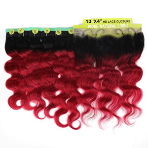 Ensemble de fermeture de paquets de cheveux humains vierges Remy cuticule alignée crépus bouclés 100% vague de corps brésilienne brute paquet naturel fermeture Yaki - Product Image 4