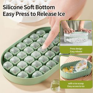 Ice <b>Cube</b> Trays for Freezer with Lid & Bin, Silicone Bottom Easy Press to Release Ice for Chilling Cocktail Whiskey Coffee - Product Image 4