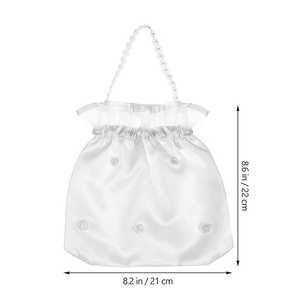 New Design White <b>Flower</b> Wedding Satin <b>Gift</b> <b>Bag</b> Bridal Showers Pouch Women Handbag with Custom logo - Product Image 3